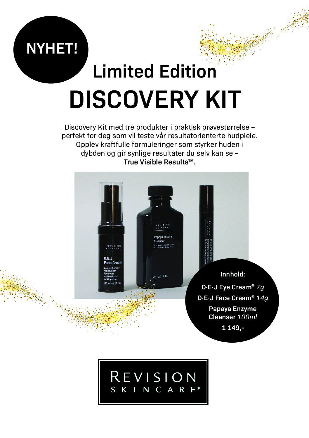 A4-skilt Revision Skincare Discovery kit