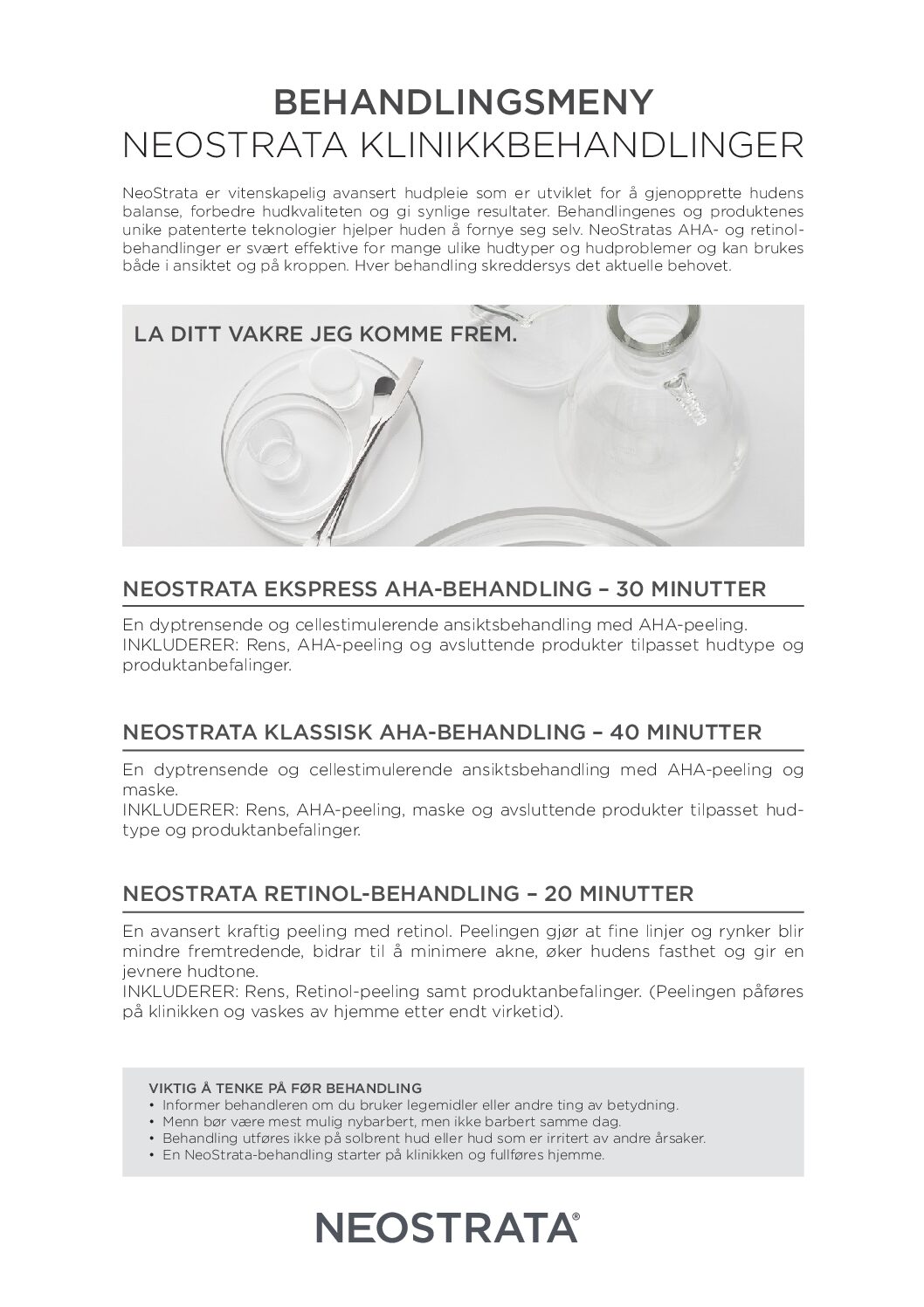 Behandlingsmeny NEOSTRATA