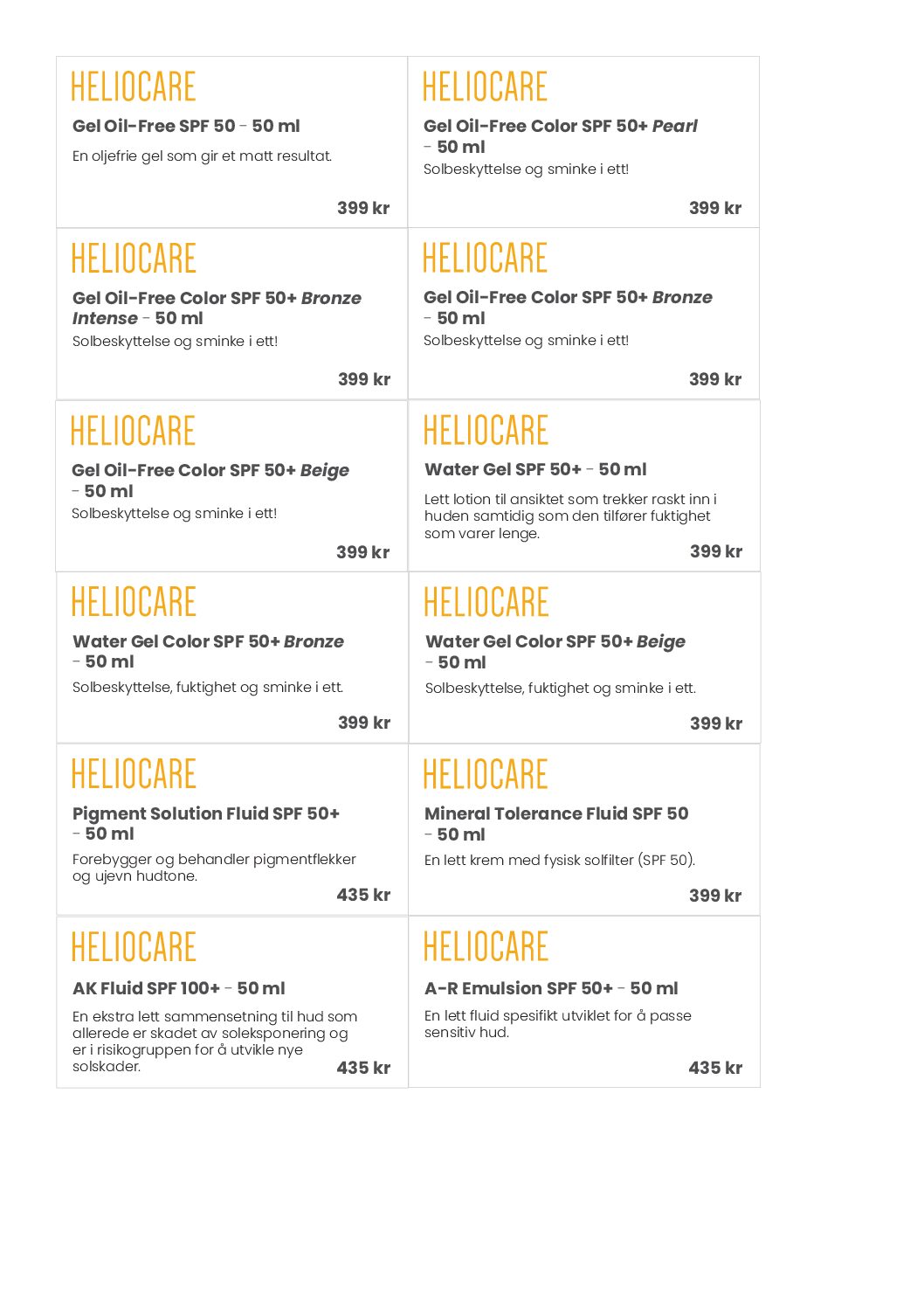 Hylleetiketter Heliocare