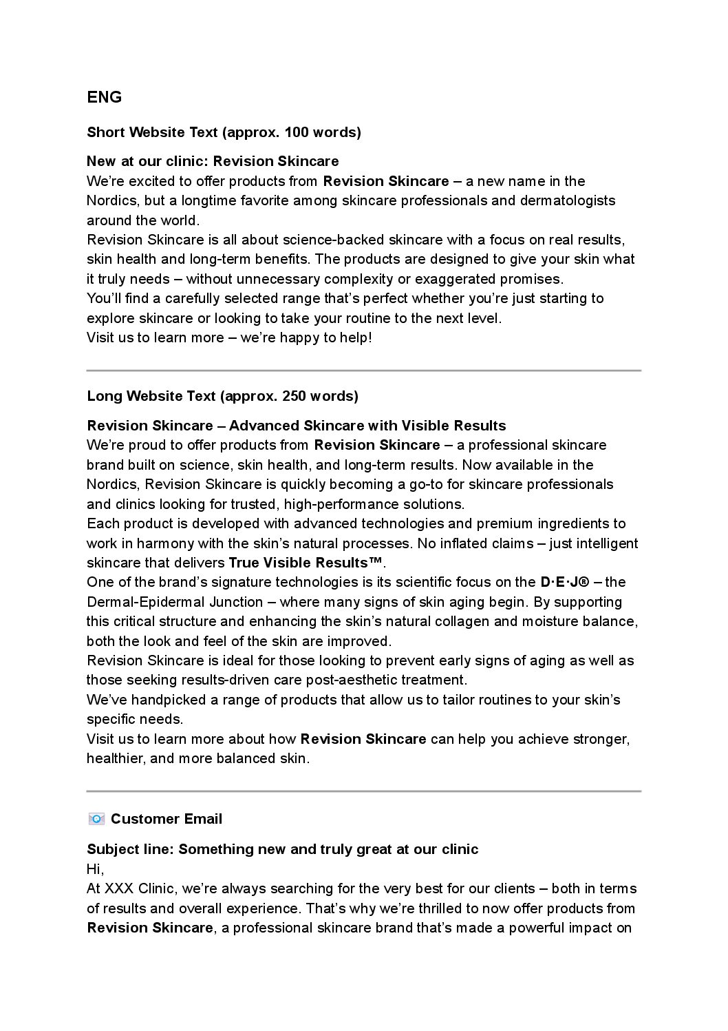 Varemerkebeskrivelse Revision Skincare (engelsk)