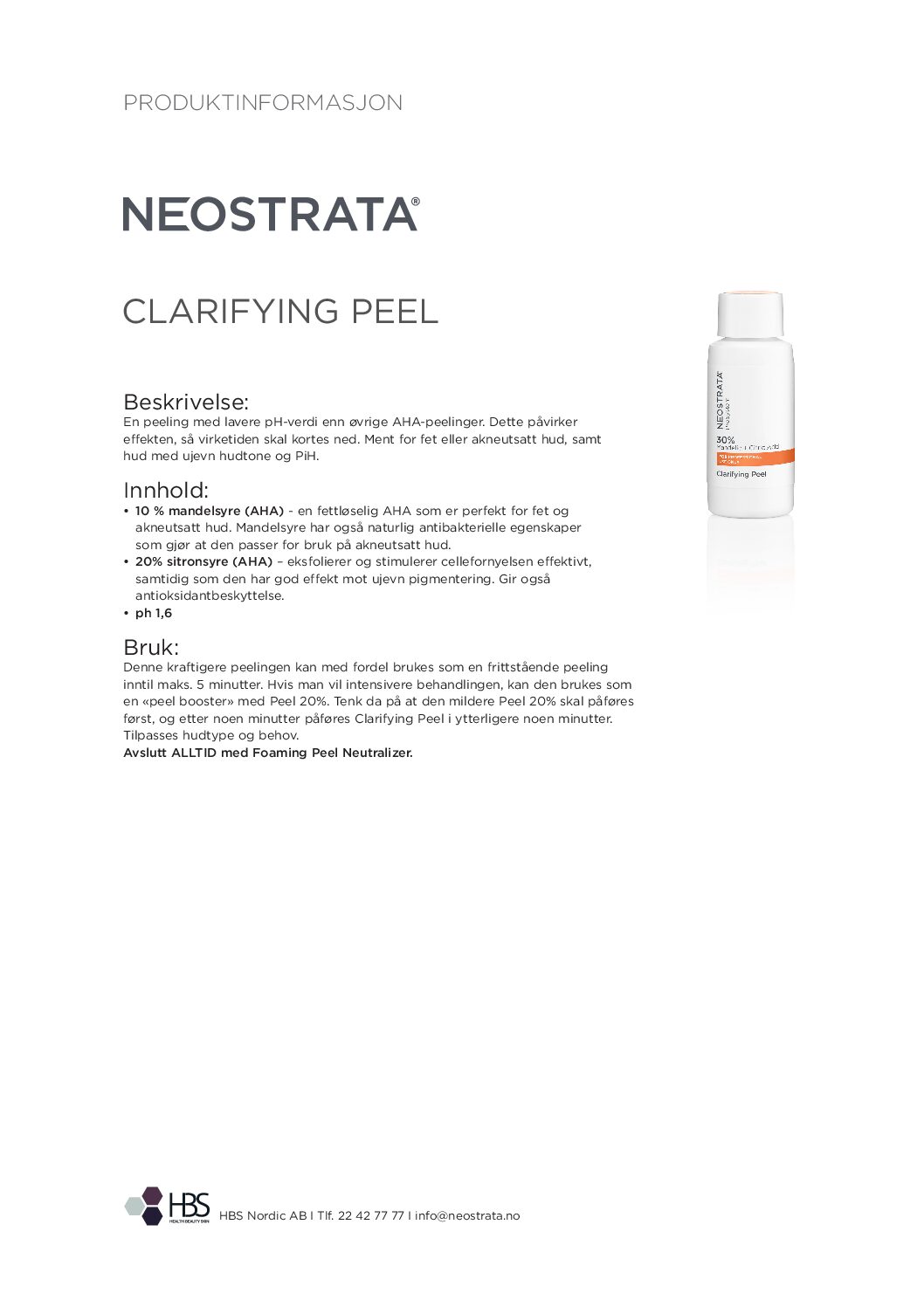 Produktark NEOSTRATA Clarifying Peel