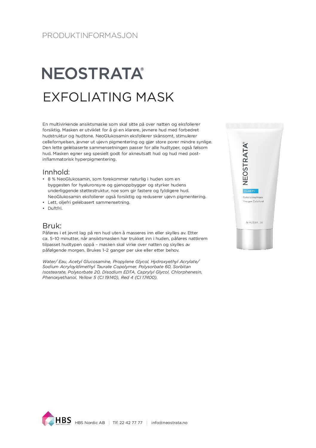 Produktark NEOSTRATA Exfoliating Mask