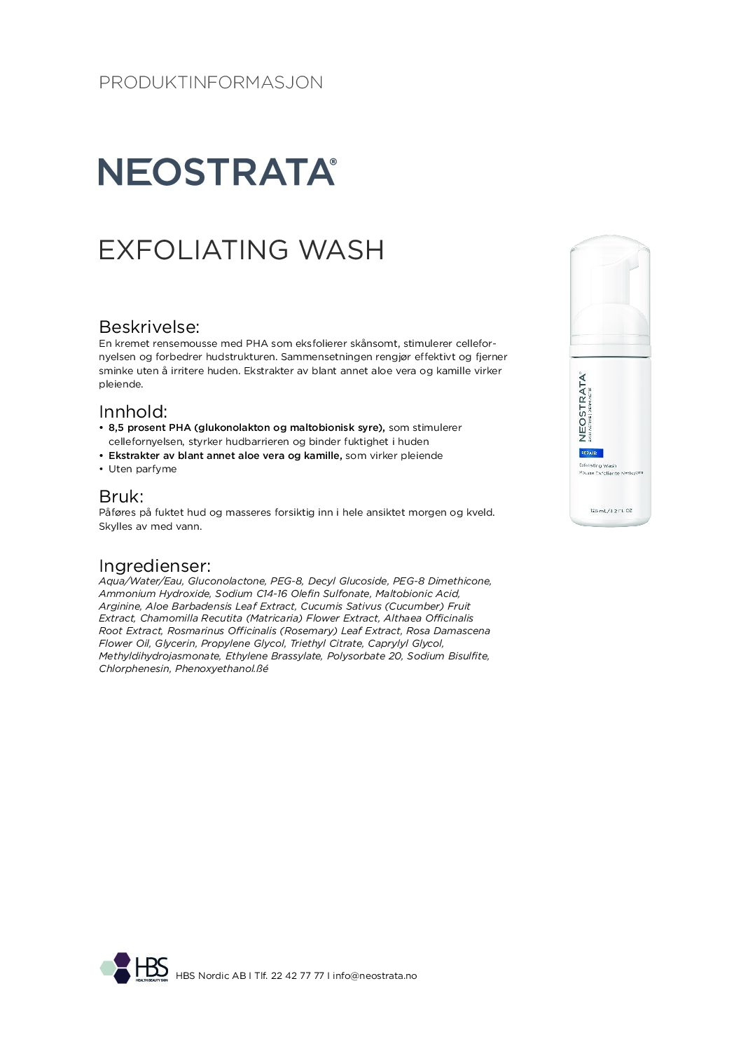Produktark NEOSTRATA Exfoliating Wash