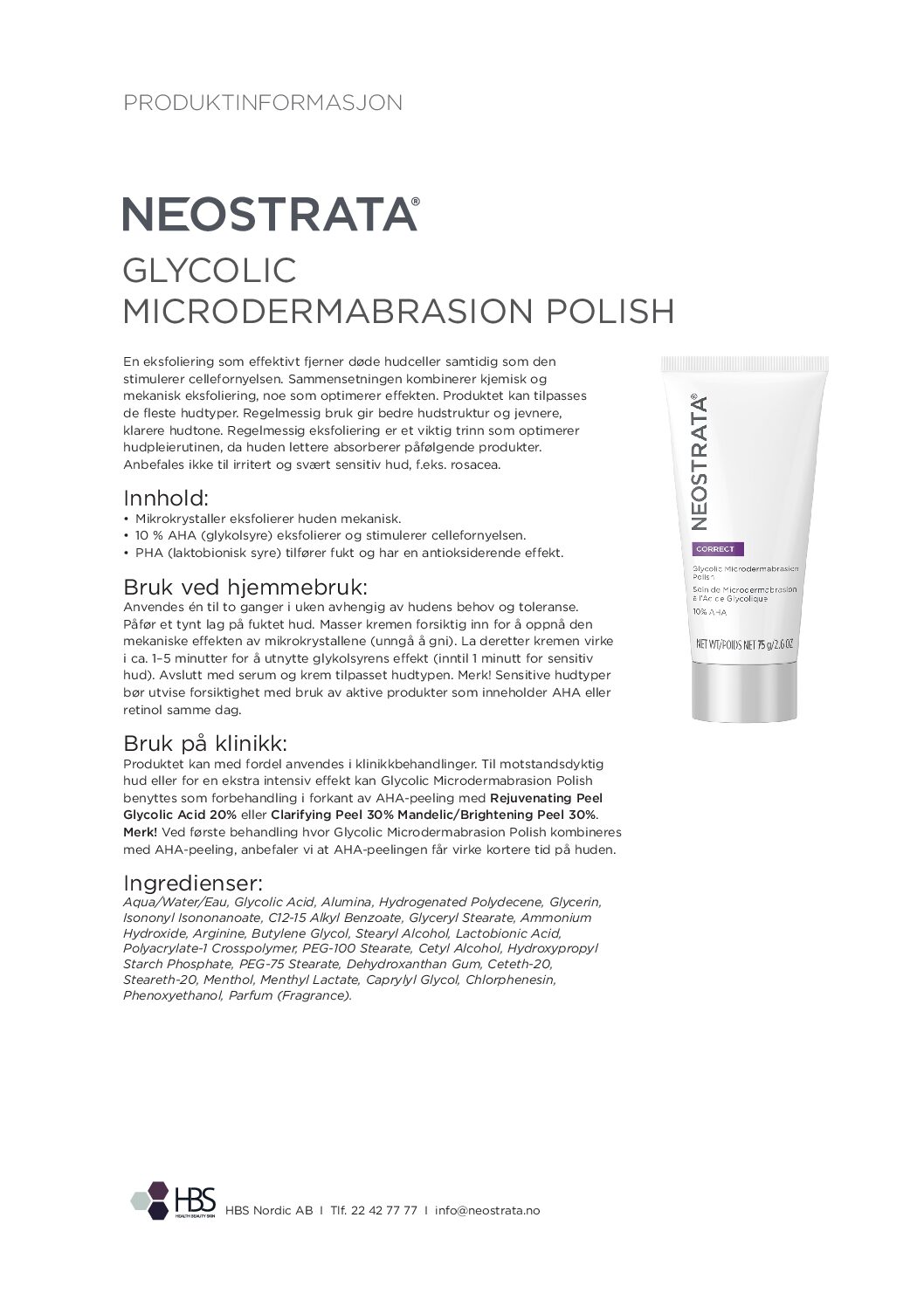 Produktark NEOSTRATA Glycolic Microdermabrasion Polish