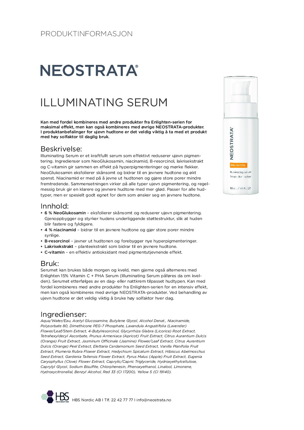 Produktark NEOSTRATA Illuminating serum