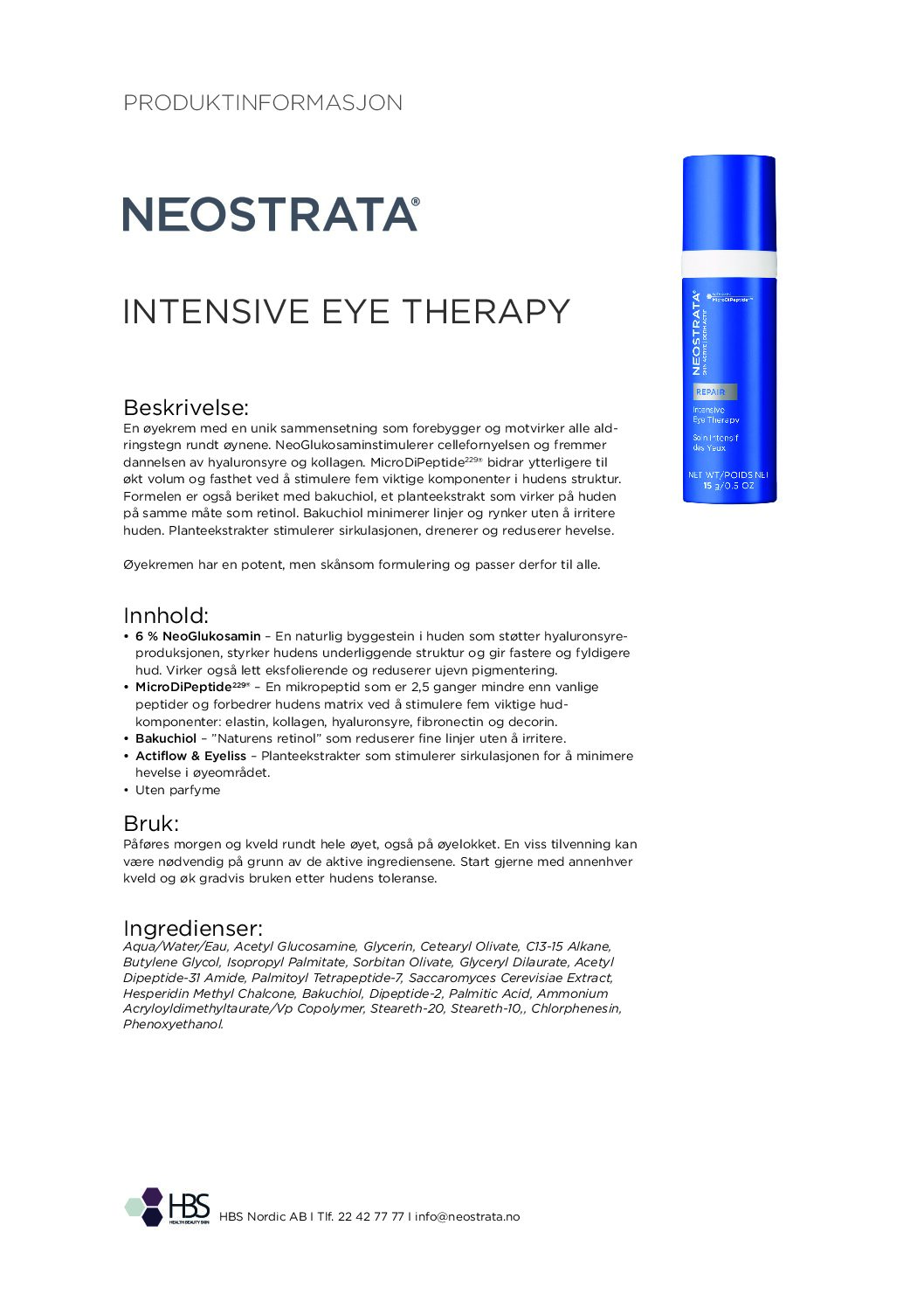 Produktark NEOSTRATA Intensive Eye Therapy
