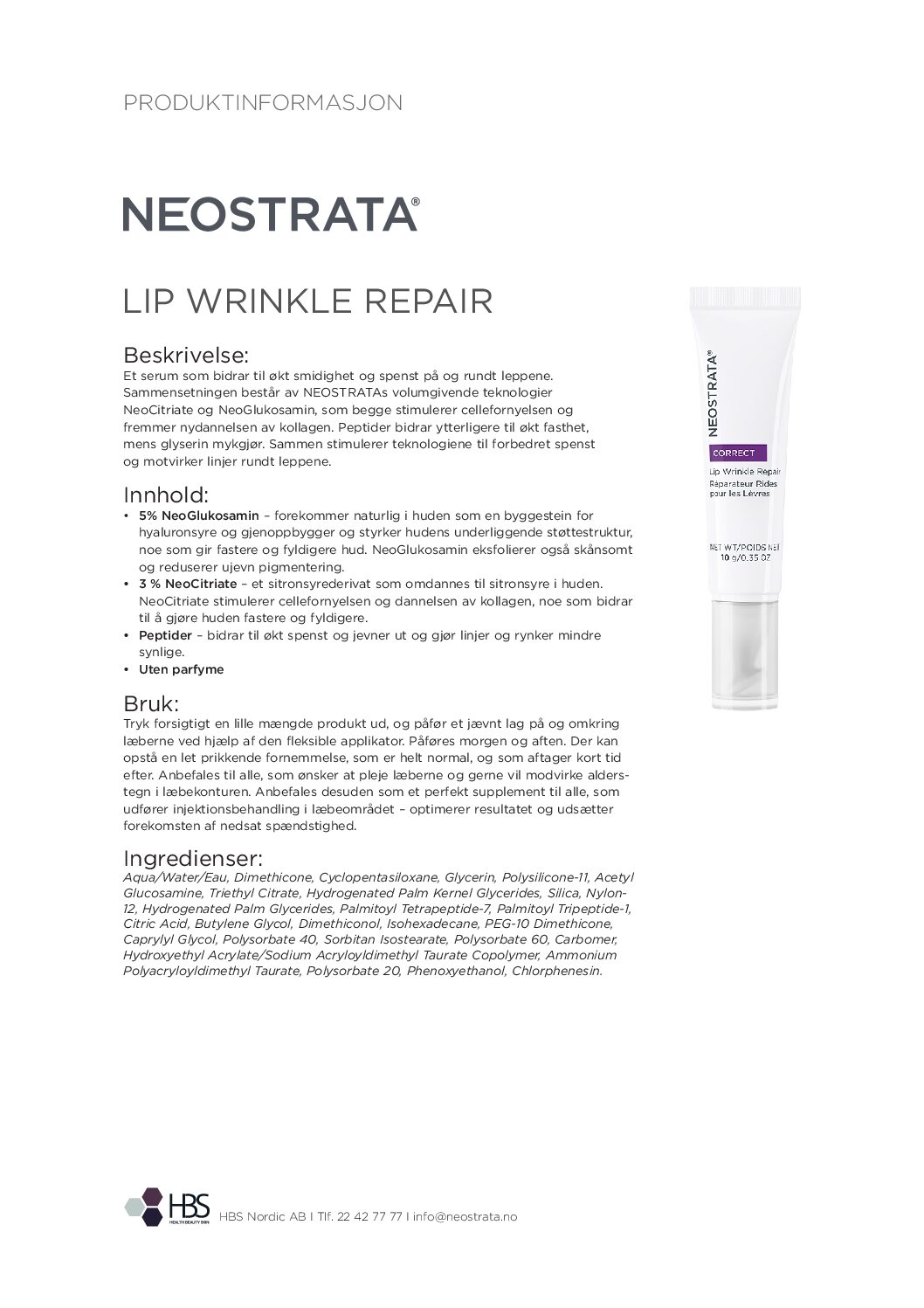Produktark NEOSTRATA Lip Wrinkle Repair
