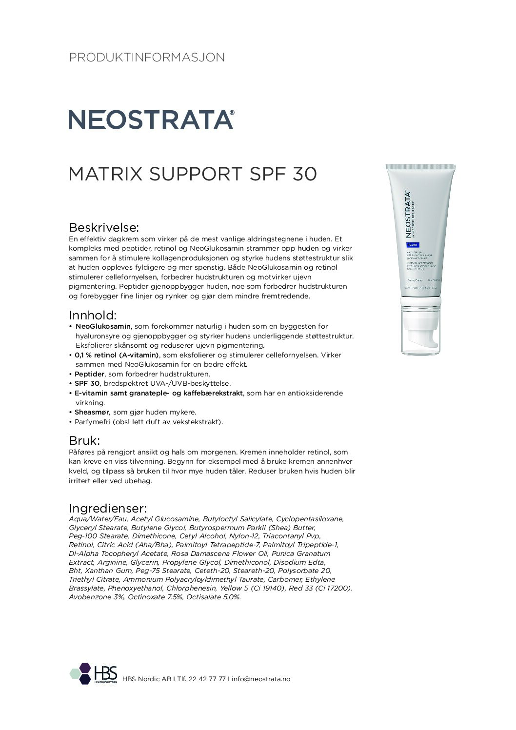 Produktark NEOSTRATA Matrix Support