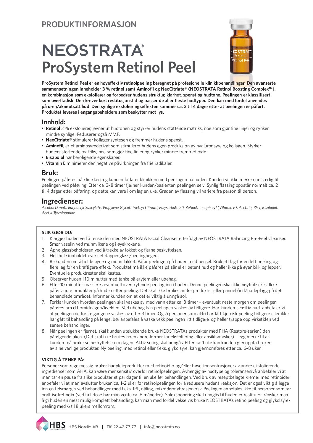 Produktark NEOSTRATA ProSystem Retinol Peel
