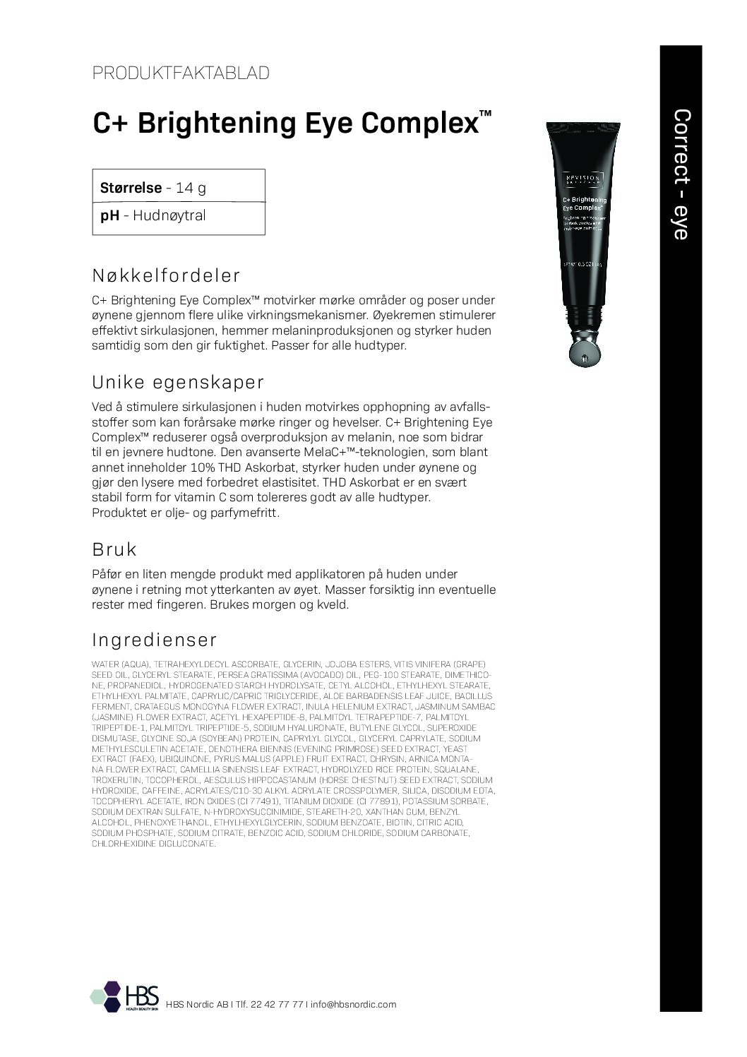 Produktark Revision Skincare C+ Brightening Eye Complex