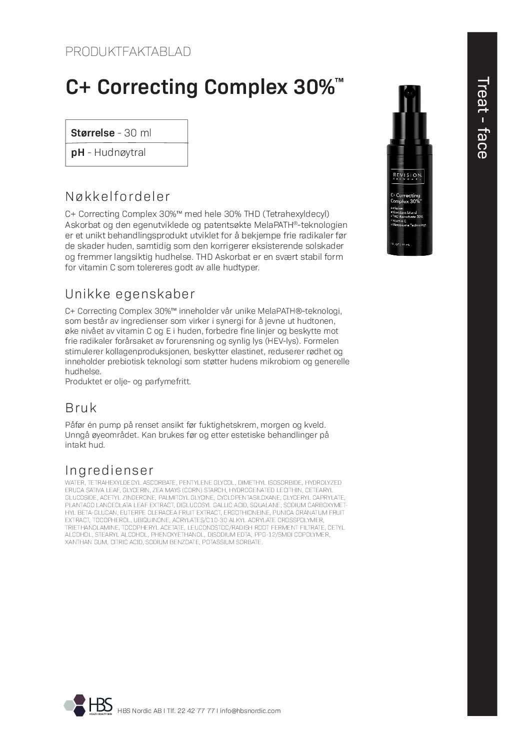 Produktark Revision Skincare C+ Correcting Complex 30%