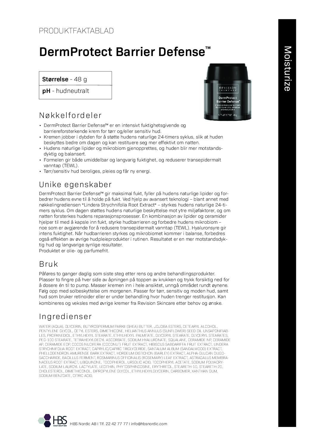 Produktark Revision Skincare DermProtect Barrier Defense