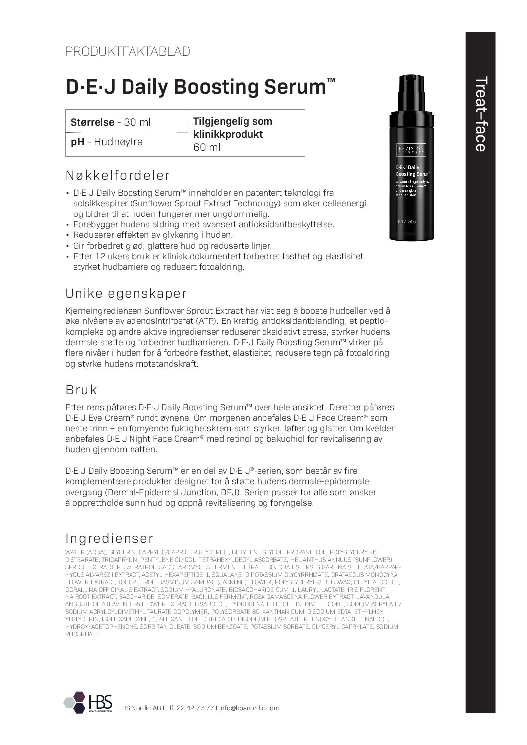 Produktark Revision Skincare D·E·J Daily Boosting Serum™