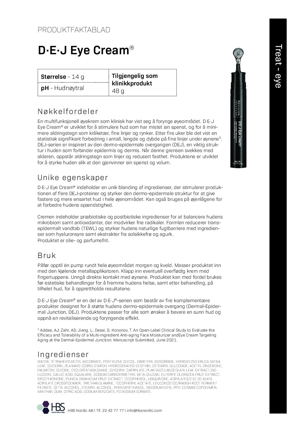 Produktark Revision Skincare D·E·J Eye Cream