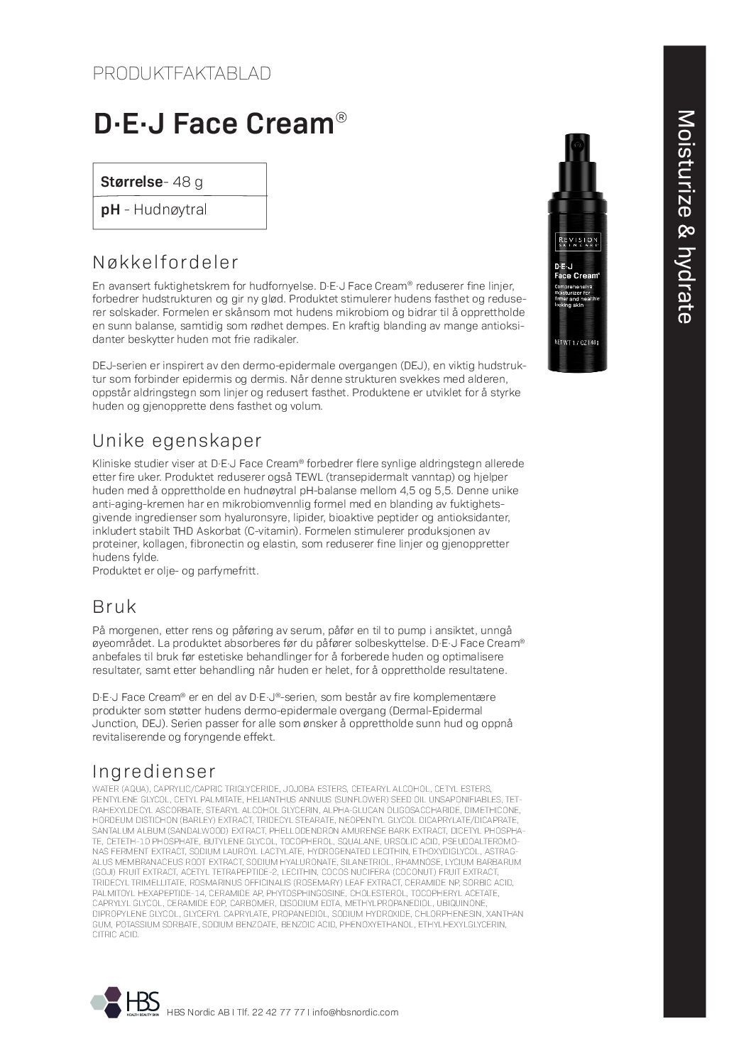 Produktark Revision Skincare D·E·J Face Cream