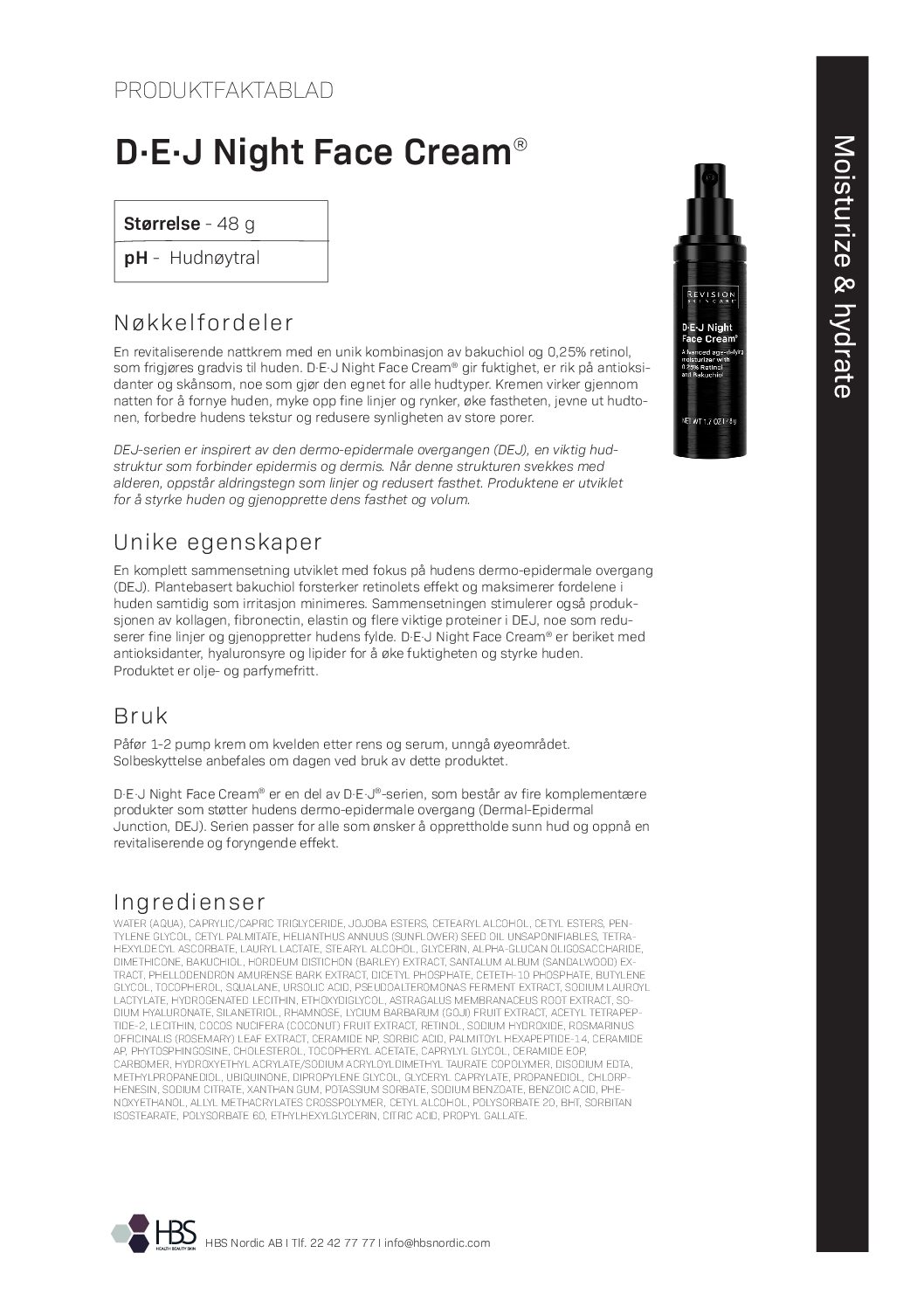 Produktark Revision Skincare D·E·J Night Face Cream