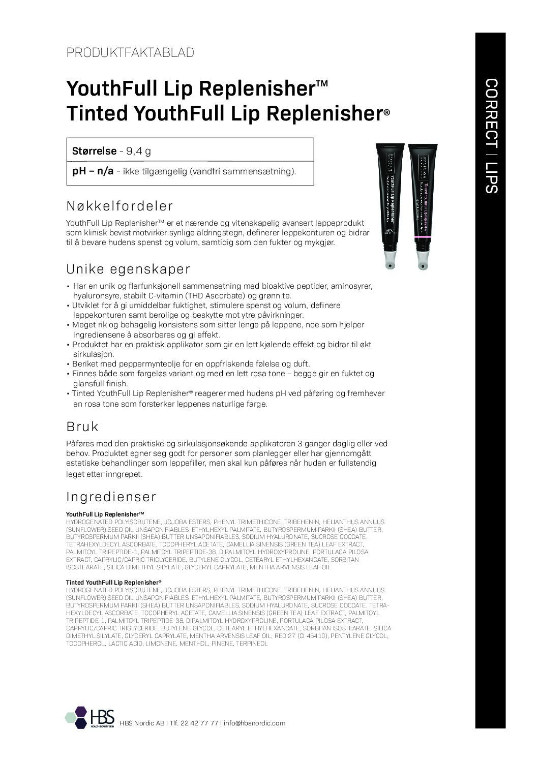 Produktark Revision Skincare YouthFull Lip Replenisher