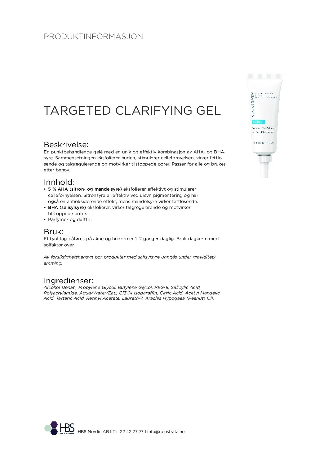 Produktark NEOSTRATA Targeted Clarifying Gel