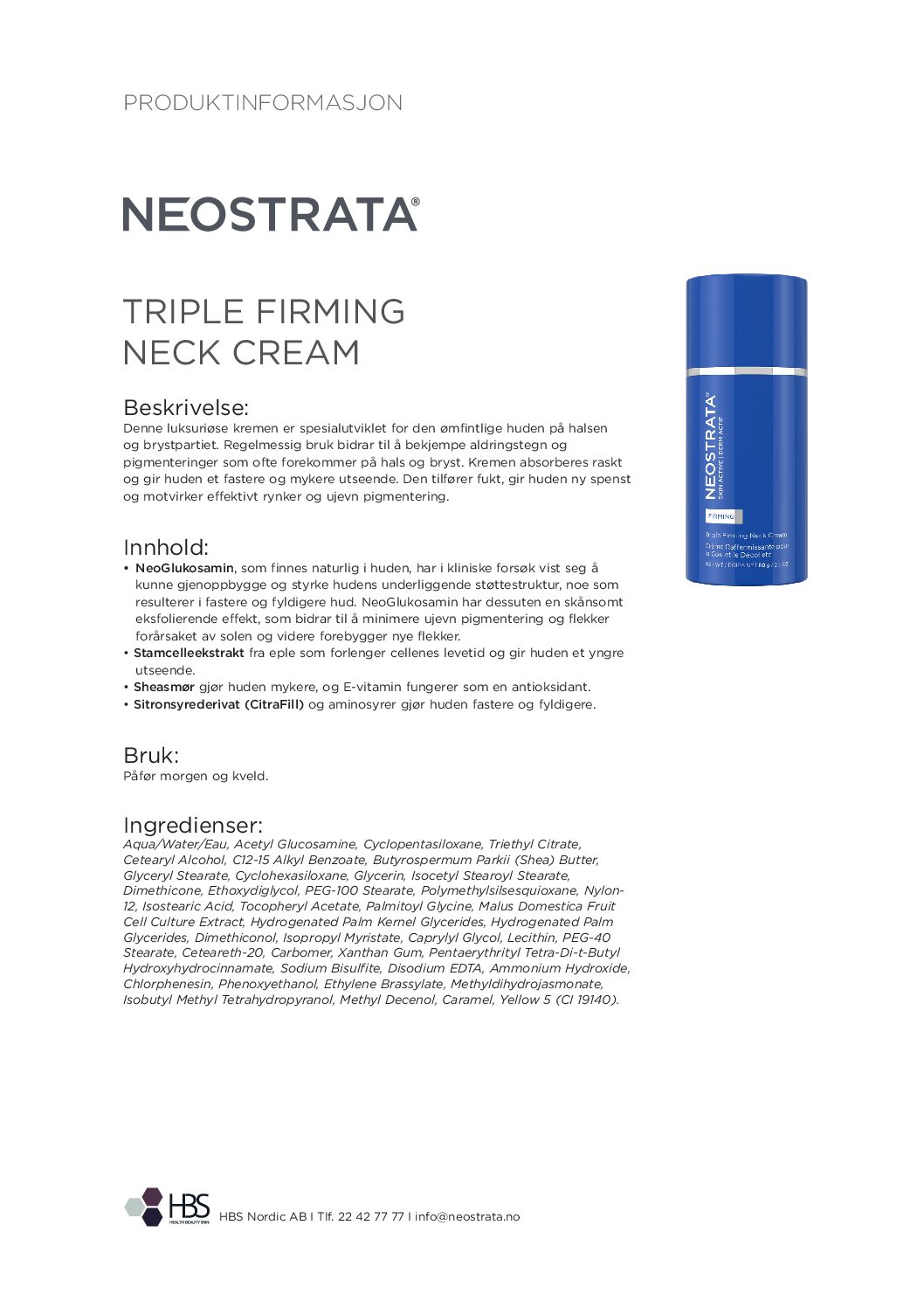 Produktark NEOSTRATA Triple Firming Neck Cream