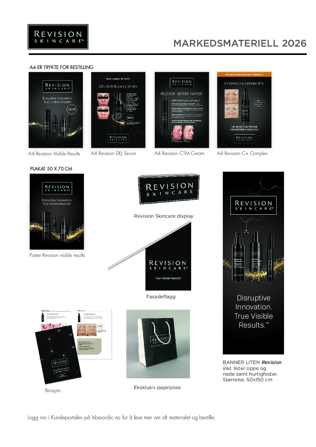 Oversikt over Revision Skincare markedsføringsmateriell
