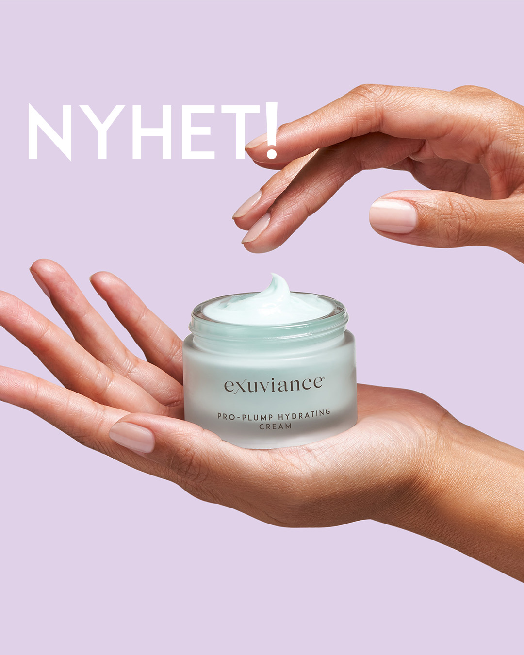 Bilde for sosiale medier Exuviance Pro-Plump Hydrating Cream hender NYHET rektangel