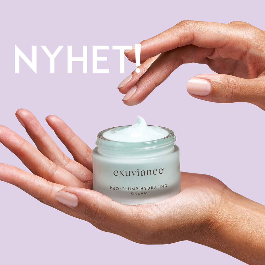 Bilde for sosiale medier Exuviance Pro-Plump Hydrating Cream hender NYHET kvadrat