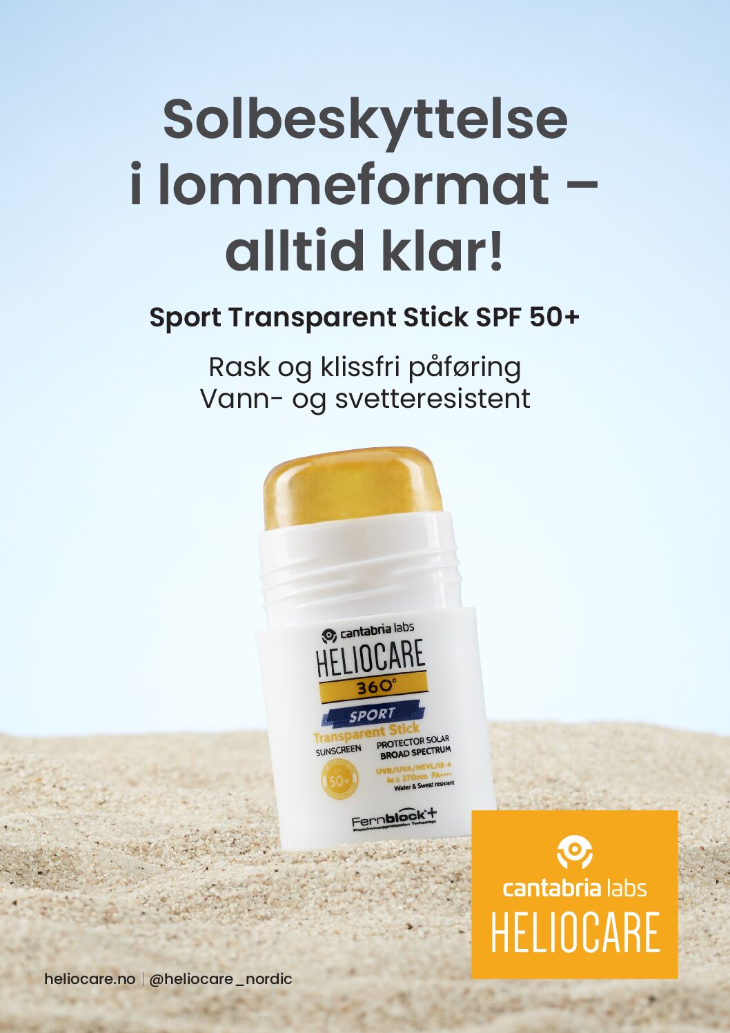 A4-skilt Heliocare Sport Transparent Stick