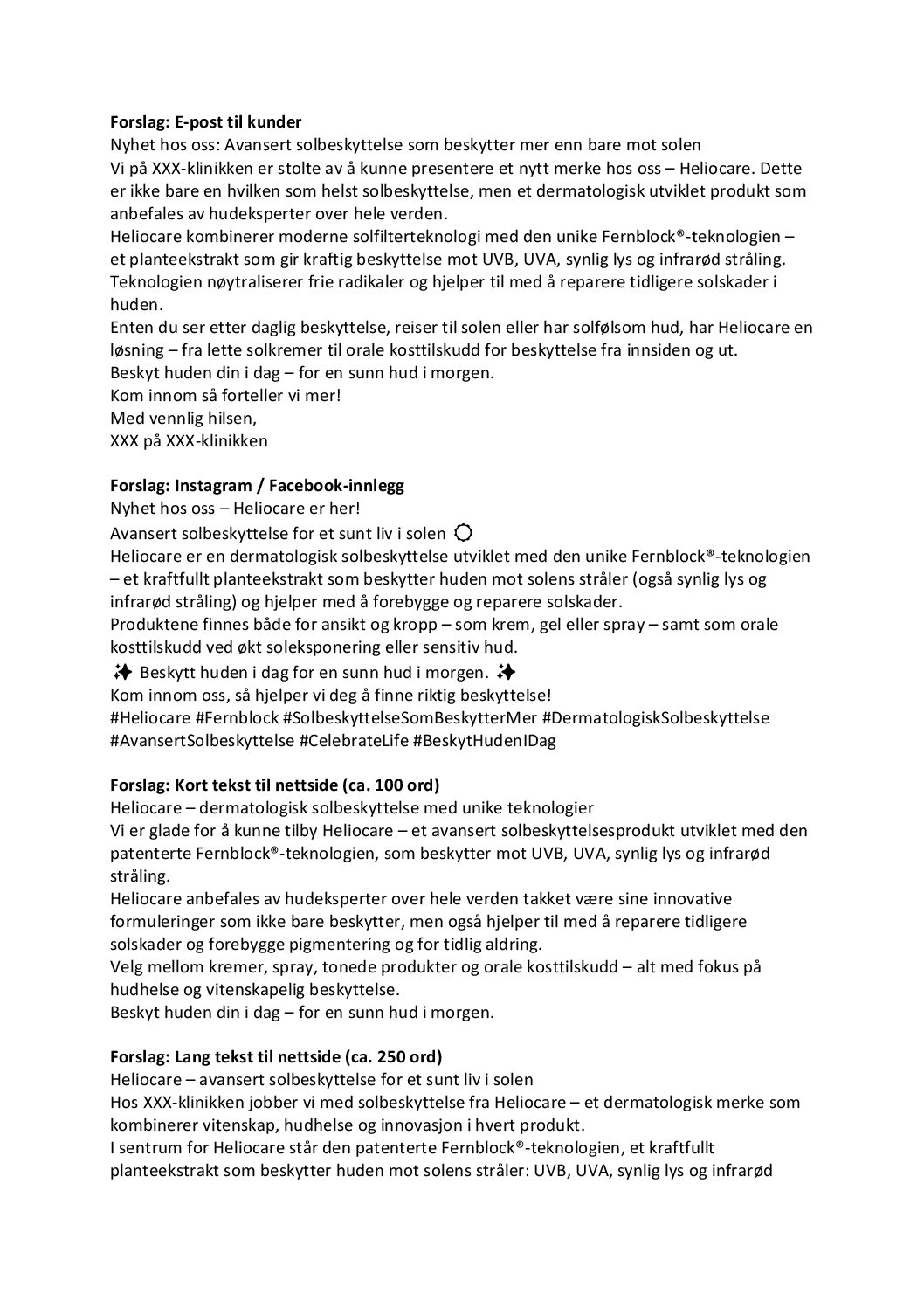 Varemerkebeskrivelse Heliocare